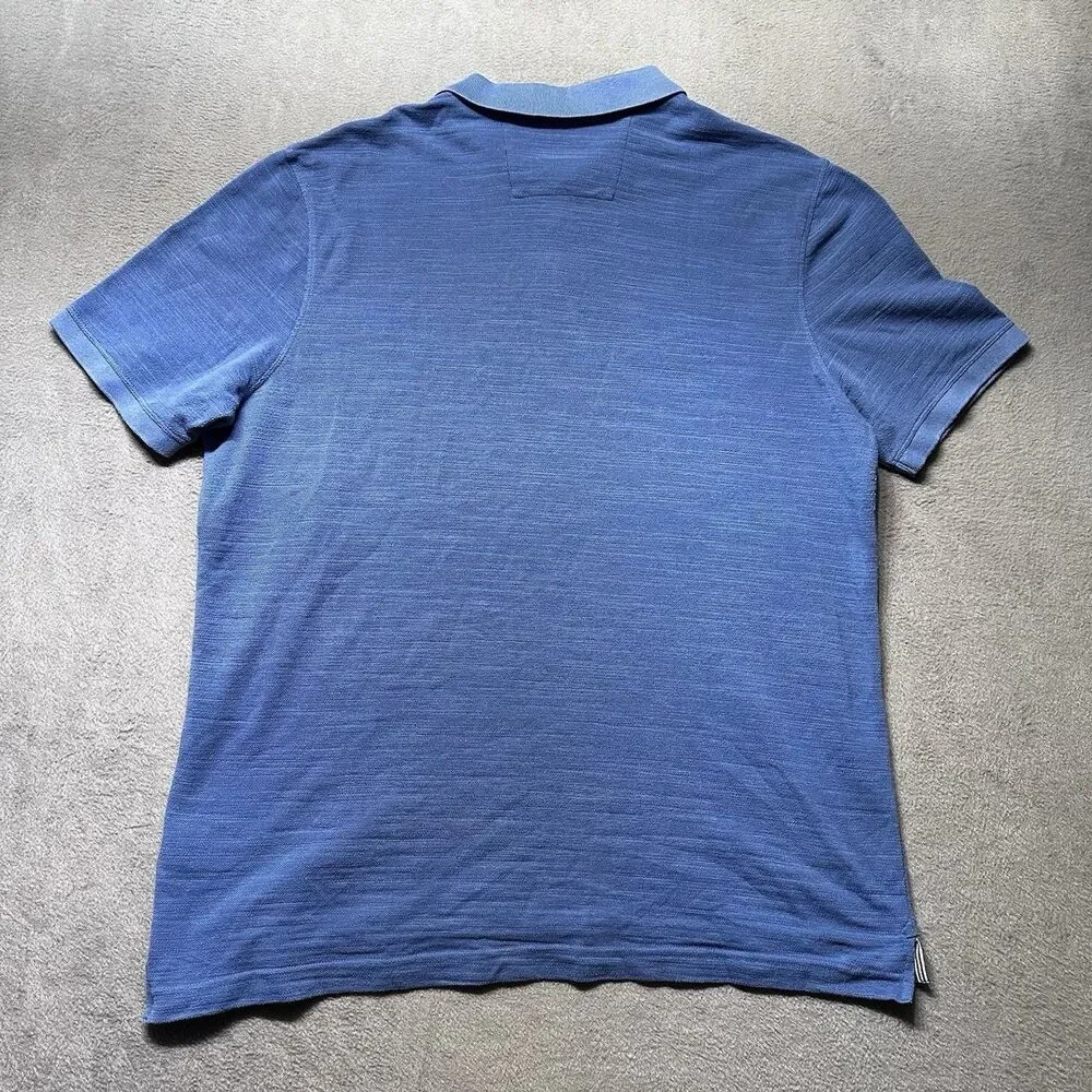 Banana Republic Mens Polo Shirt XXL Blue Standard Fit Stripe Knit Short Sleeve